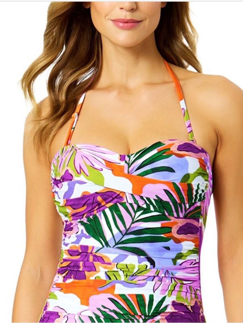 Anne Cole Size 6 NWT Strapless Tropical Floral One Piece Swimsuit Women’s